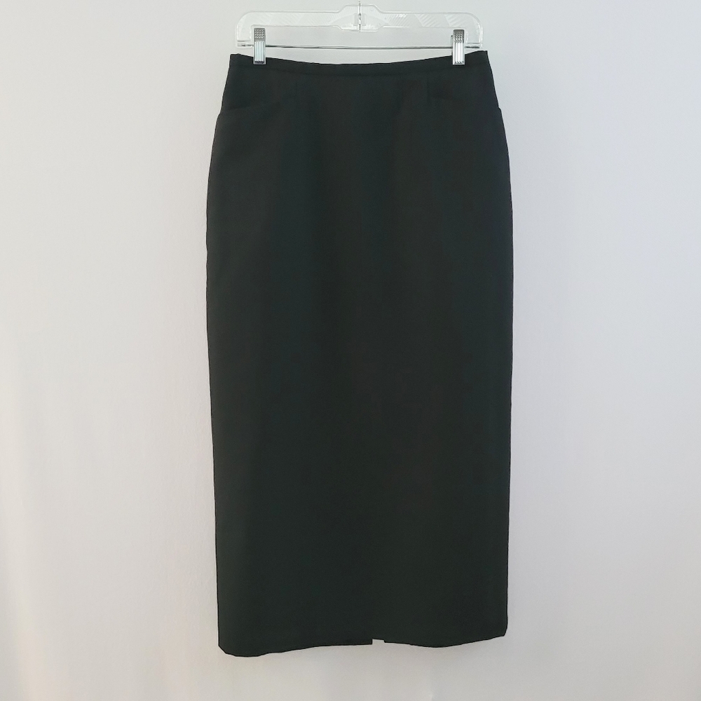 Black Ankle Skirt Evan-Picone Lined Wool Polyester Pencil Size 10 Maxi